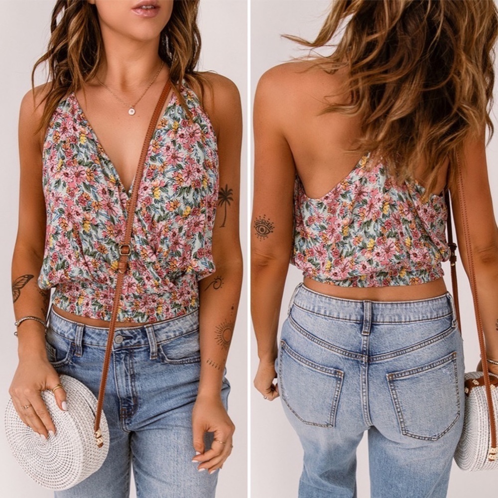 LAST! Floral Surplice Tank